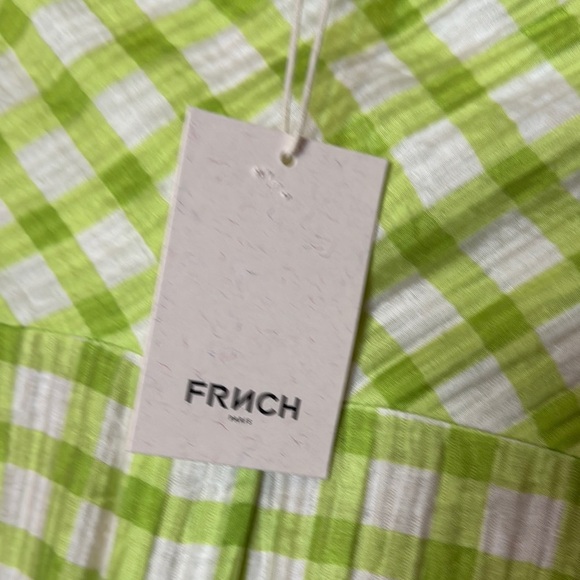 54. FRNCH Paris Olive Gingham Belted Shirt Dress with Pockets – XS - Picture 6 of 9